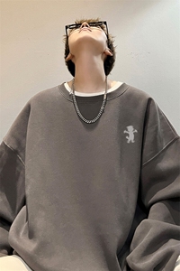内景新款秋冬日系大码圆领卫衣男潮宽松打底衫WY00395/P35加绒P45图片