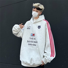 秋冬季织带连帽宽松卫衣男女同款情侣帽衫宽松卫衣潮Y8053/P50，男装卫衣，星座506