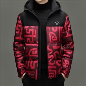 2025新款冬季男士连帽短款90%白鸭绒羽绒服大衣加厚羽绒服外套图片