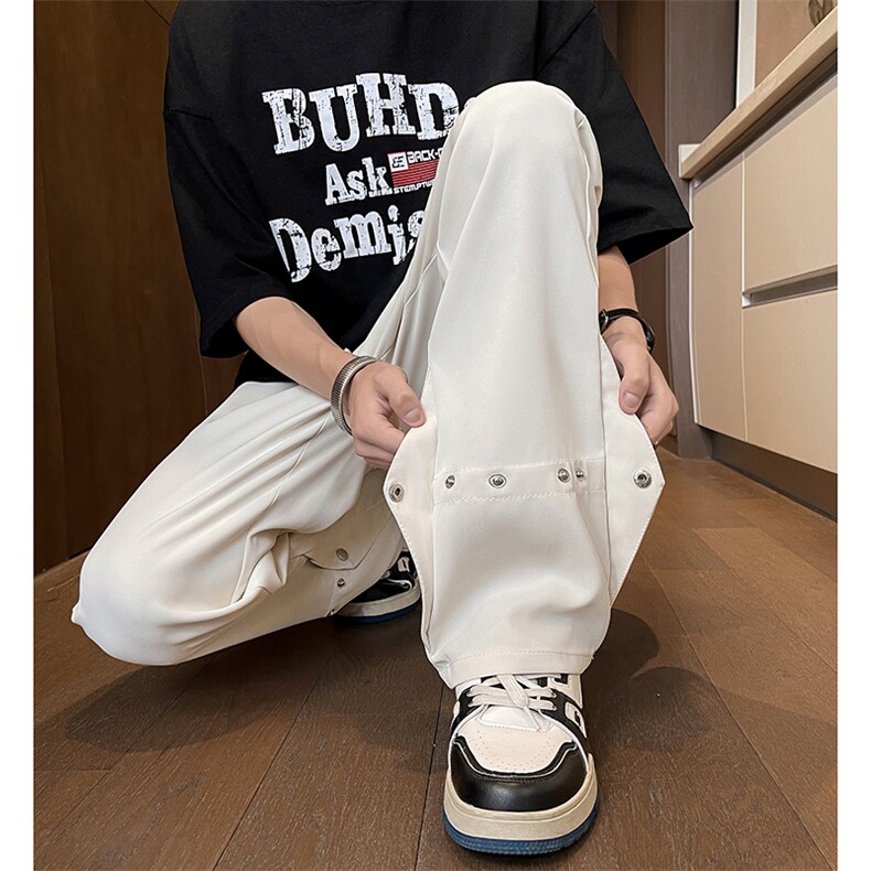美式高街 hiphop冰丝铆钉微喇休闲裤货号K2425P55图片