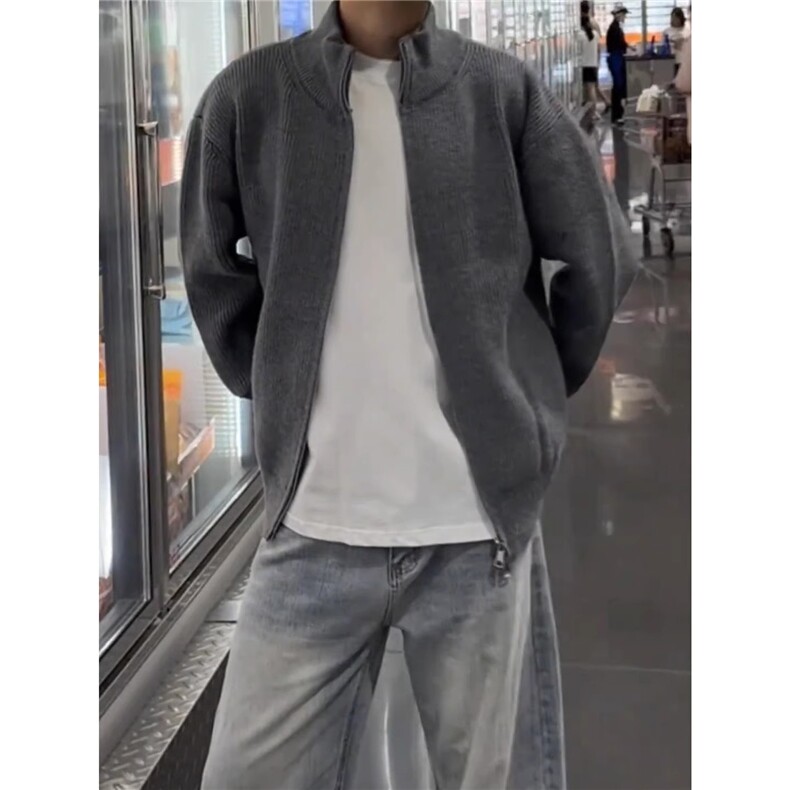 1506-1/GL1060/P59高级感慵懒风立领针织衫情侣外套,男装针织衫/毛衣,星座1506A