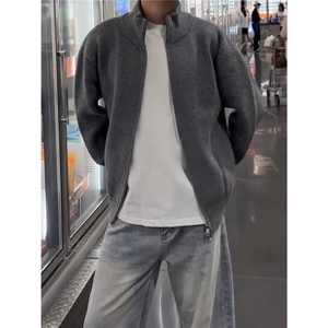 1506-1/GL1060/P59高级感慵懒风立领针织衫情侣外套图片