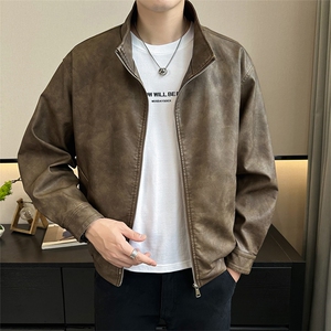 2024店主风秋季新款pu皮立领休闲皮衣夹克外套男潮PY163-P135图片