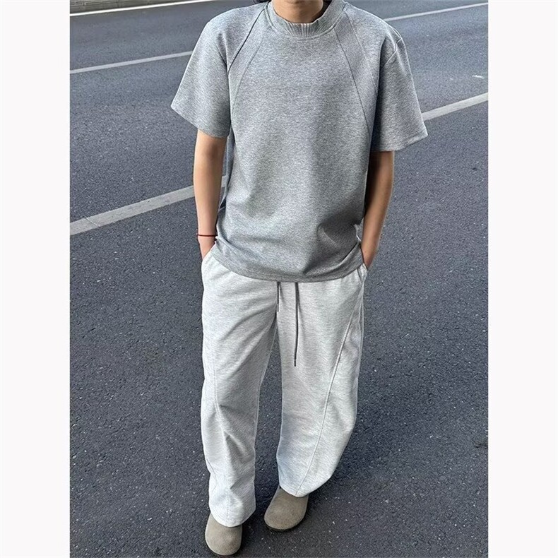 男美式重磅正肩T恤高级感短袖百搭小领口半袖潮T19-P37,男装T恤,星座208-5