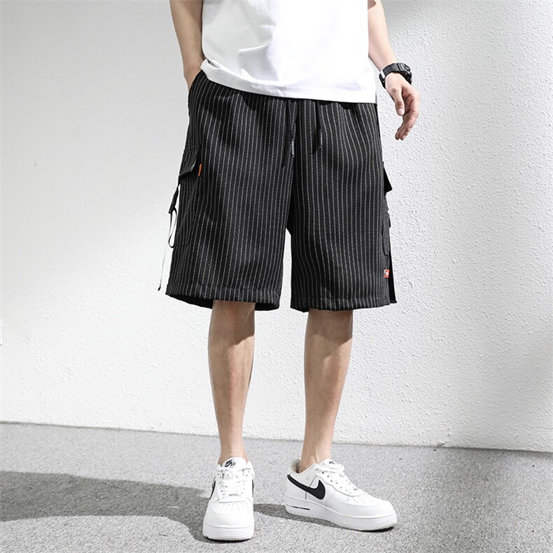 7XL-M条纹工装休闲短裤男2023夏季新款胖子宽松五分裤加肥加大码,男装休闲裤,钱塘717(原712)