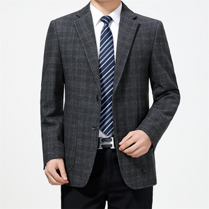 2023年新款春秋季羊毛呢西服外套男中年单西装三粒扣男装,女人穿的西服如何搭配图片