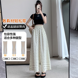 圆点阔腿山本裙裤女夏季薄款2024新款高腰波点休闲裤九分裤裙图片