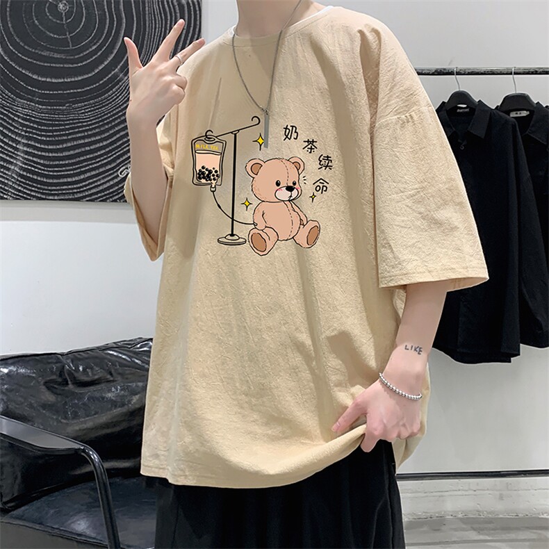 YT26194-P30亚短袖t恤男大码五分袖男宽松七分袖港风模特,男装T恤,电商A040