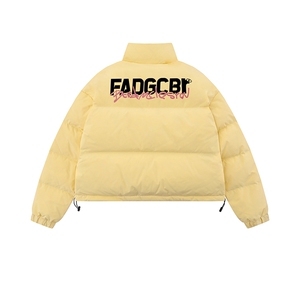 白底23冬季时尚百搭立领字母印花美式棉服外套MY65003P85控118图片