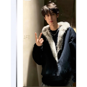 冬季羊羔绒立领拉链棉衣男cleanfit重磅帆布水洗棉服夹克