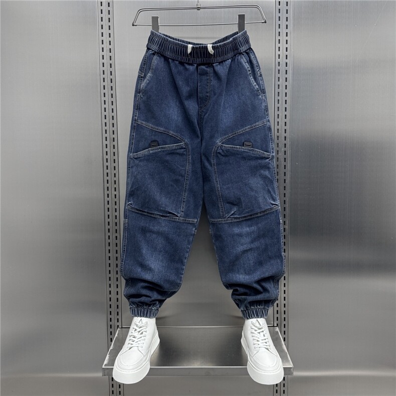 1506-1/KN6571/P53浅蓝色牛仔裤男生痞帅潮流哈伦裤水洗百搭宽松,男装牛仔裤,星座1506-1