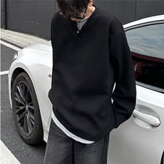 新款假两件长袖t恤男装秋季oversize宽松休闲打底衫上衣Y2800/P45，男装T恤，星座506