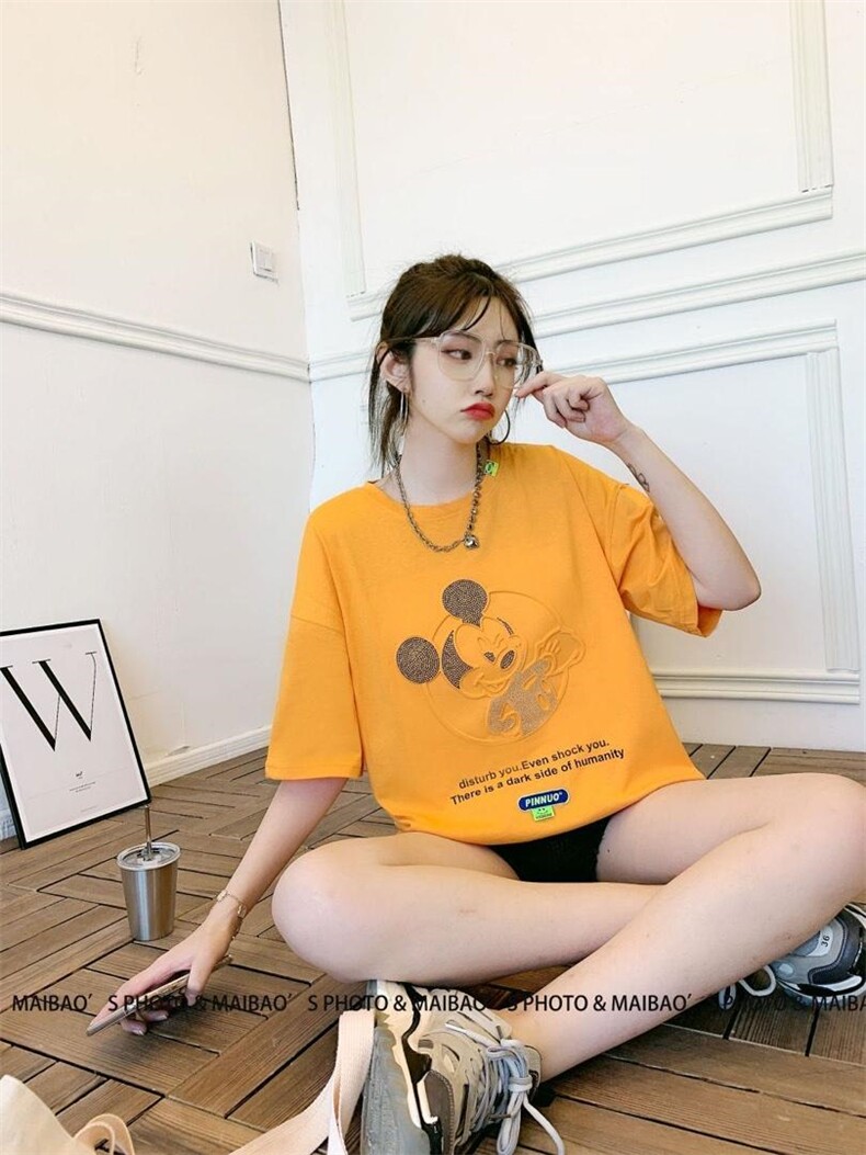 现货2021夏装大板纲印米奇T，女装，泰靡(1F)