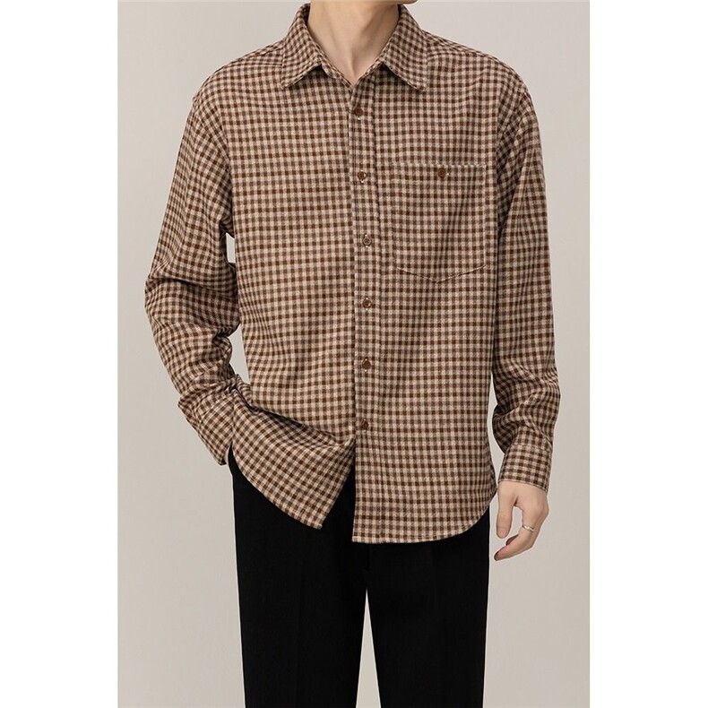 1506A/GF-A67690/P60复古小格子衬衫男女春季1，男装衬衫，星座1506A