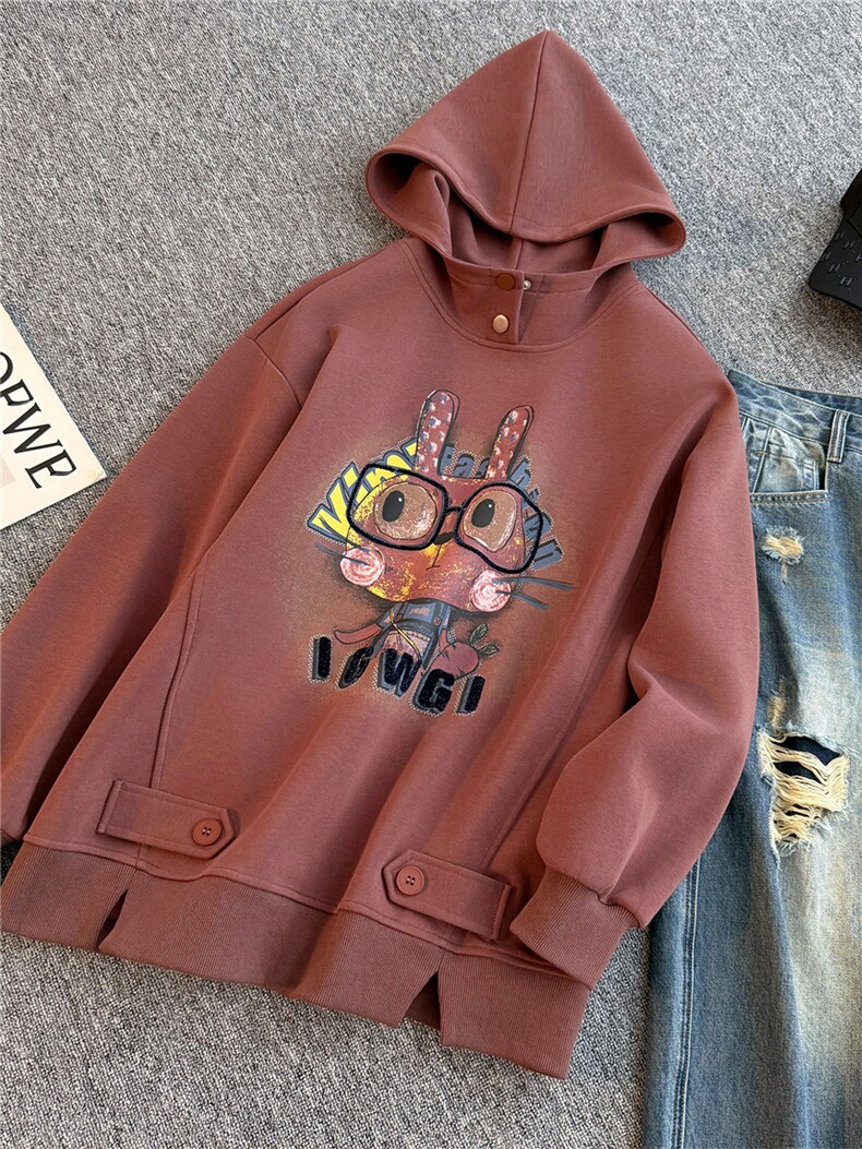 俏皮可爱时尚套装女春季新款连帽刺绣卡通上衣破洞牛仔长裤两件套,女装套装/套裙,江南