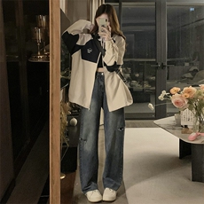 工装夹克外套女森系撞色拼接艺术设计感冲锋衣上衣C699-88，男装夹克，星座911-2(原星座613-2）