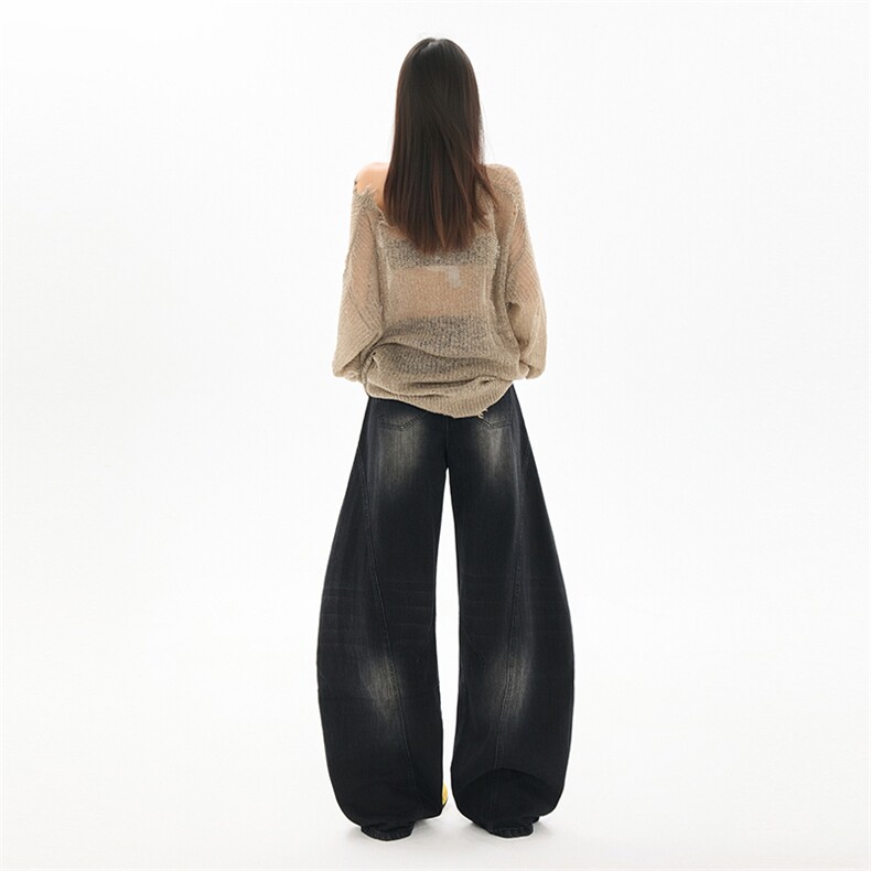 美式水洗复古结构弯刀牛仔裤阔腿休闲百搭潮男女同款YD9066-P70,男装牛仔裤,星座509