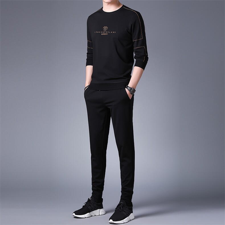 SA8253钱塘2020-2冬季新款圆领卫衣套装中青年男士时尚休闲P137,男装休闲套装,钱塘207-2