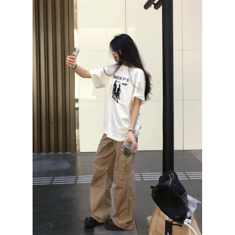 T0692-P25夏季美式复古短袖潮纯棉印花T恤男女款宽松大版,女装T恤,星座617A-2
