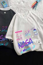 HT73186-P22NASA联名同款华夫格t恤男短袖男大码五分袖毛毯，男装T恤，电商A040