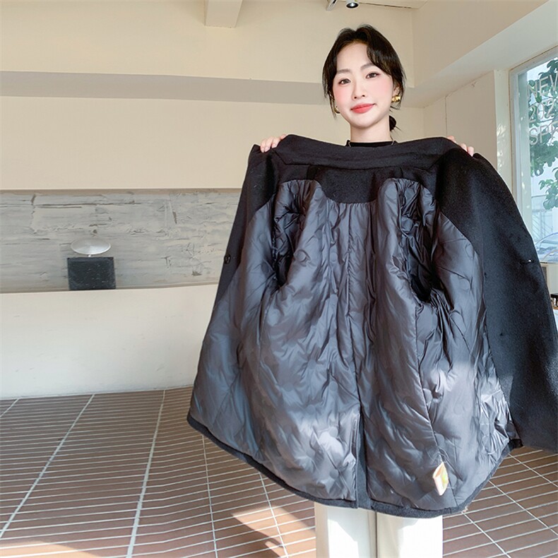 数据好黑色西装90羽绒内胆毛呢外套1256P275K408,女装羽绒服,2C176