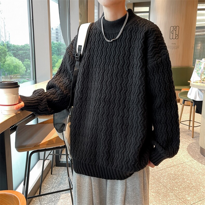 针织衫男韩版潮流痞子帅气波浪纹2024冬季新款ins毛衣MZ020-P46,男装针织衫/毛衣,星座412-3