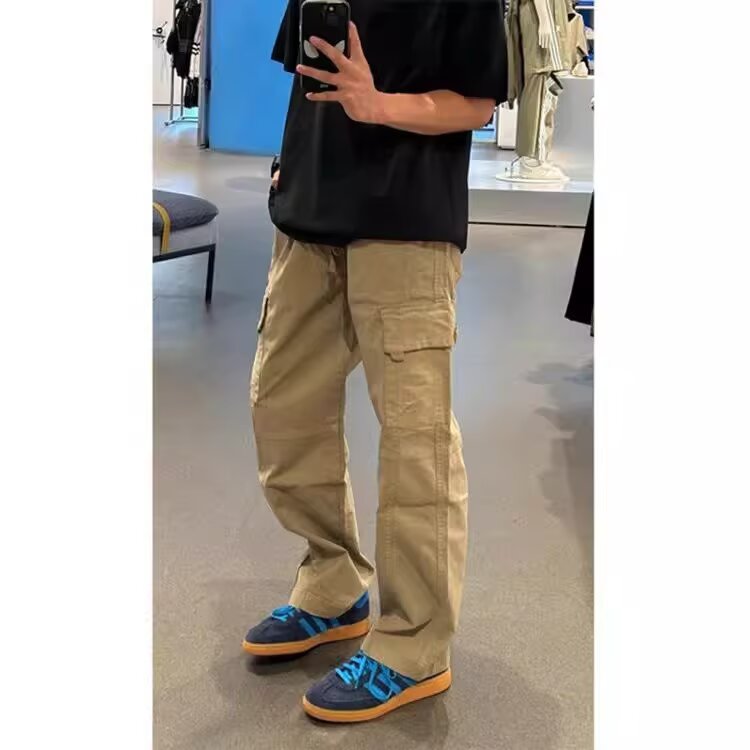 美式潮牌痞帅大口袋工装裤男秋冬宽松直筒裤百搭休闲裤K6689-P53,男装工装外套,星座412-1