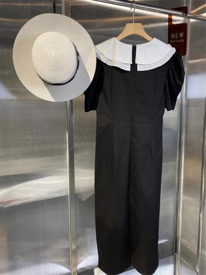 【DAVIDA】法式优雅拼色大翻领连衣裙，女装连衣裙，DAVIDA