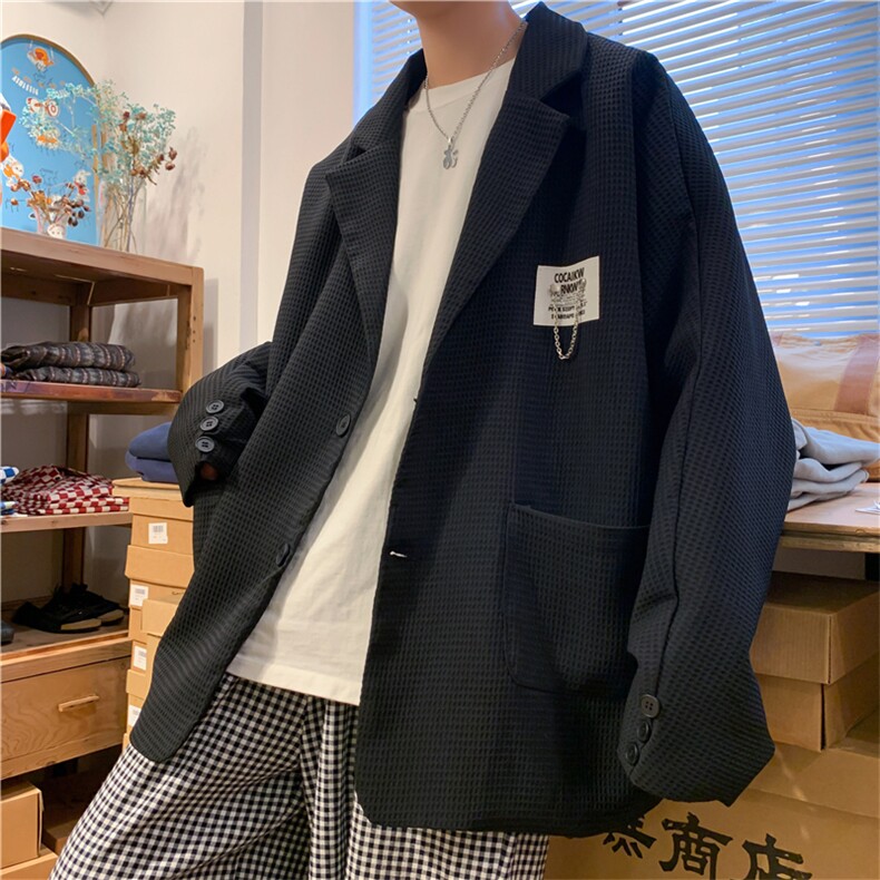潮牌高级感春季华夫格西装男搭配帅气轻熟风休闲西服W2921-P55,男装西服,星座512-2