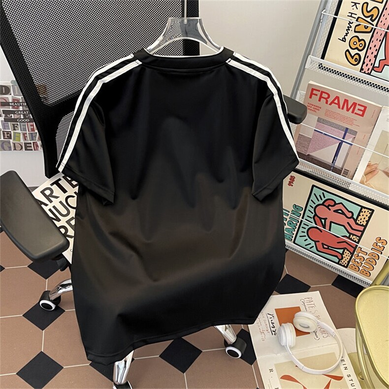 夏季美式条纹运动球衣短袖T恤男女宽松休闲百搭半袖上衣VT177P38,男装T恤,星座1013-1