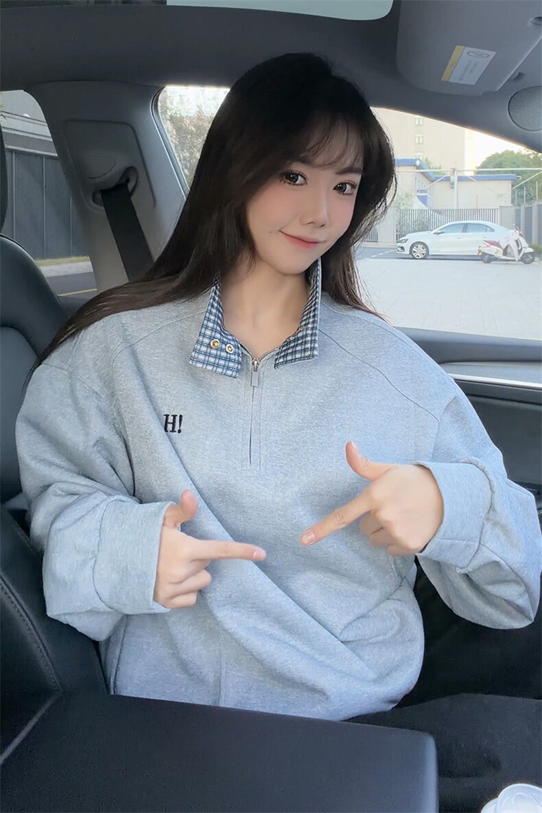 秋冬男士美式半拉链立领运动卫衣男女潮牌秋季情侣外套Polo衫p55,男装Polo衫,电商B319