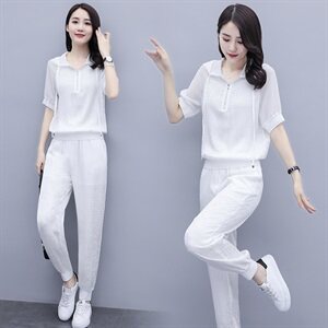 冰丝运动套装女2025年夏季新款时尚洋气减龄小个子薄款休闲两件套图片