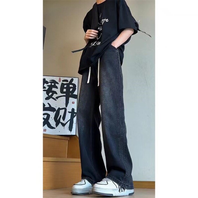 水洗条纹拼接牛仔裤KZ2507P55,男装牛仔裤,电商D325
