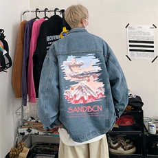 直播品质美式高街扎染印花复古水洗牛仔衣潮流夹克外套NZ07特65，男装夹克，电商A486