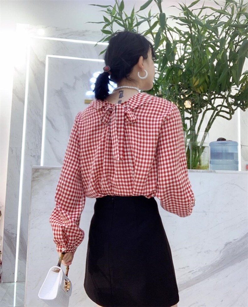 春款新款，前后两穿格纹上衣，其它，瑟拉·女人缘