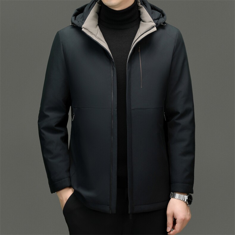 XL-R89778新款冬季男士鹅绒羽绒服连帽保暖外套修身风衣大衣图片