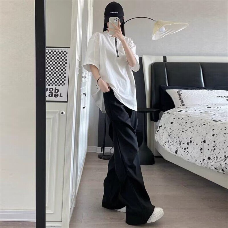 【网图现货】美式宽松复古褶皱直筒西裤K003/特P40,女装休闲裤,星座205-3