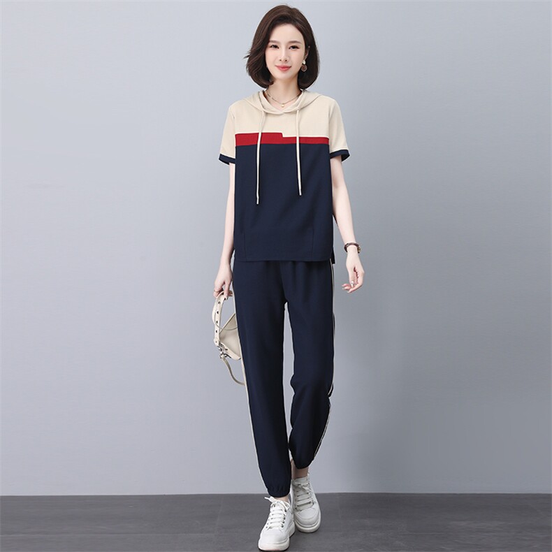 时尚休闲运动薄款卫衣套装女2025夏装新款中年妈妈洋气减龄两件套,女装套装/套裙,忆绮罗