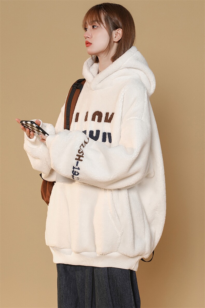 秋冬加绒加厚羊羔绒卫衣中性风时尚连帽外套男女975-P90控价118,男装卫衣,电商A441-1