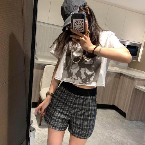 灰格短裤，女装，XTZ style