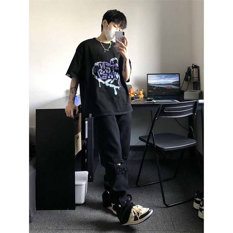 夏季美式高街破洞铆钉牛仔裤货号K750P60,男装牛仔裤,电商A063