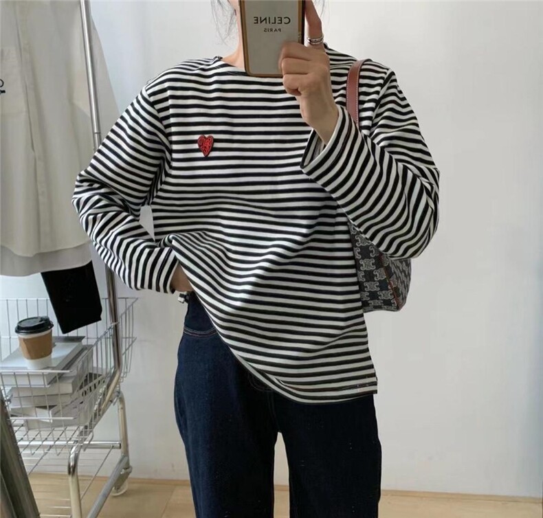 【素妮】春款爱心条纹长袖T，其它，素妮