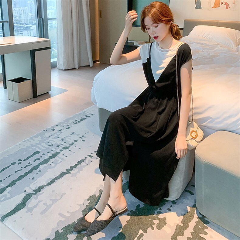 9026夏装女2021新款欧货收腰遮肉显瘦中长裙子时尚气质连衣裙,女装连衣裙,潮品会
