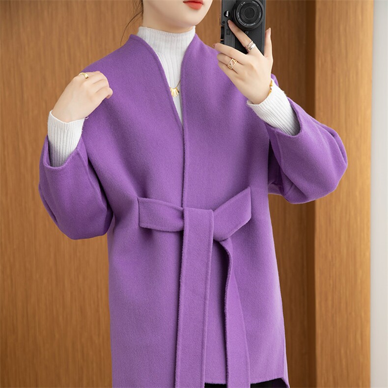 羊毛大衣女新款冬季韩版时尚流行羊毛呢子外套,女装双面呢大衣,召鑫羊绒双面呢
