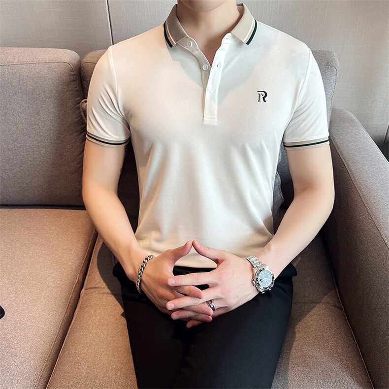 2023直播款刺绣翻领Polo衫男士韩版潮流潮牌有领t恤短袖T062-P35,男装T恤,电商D342