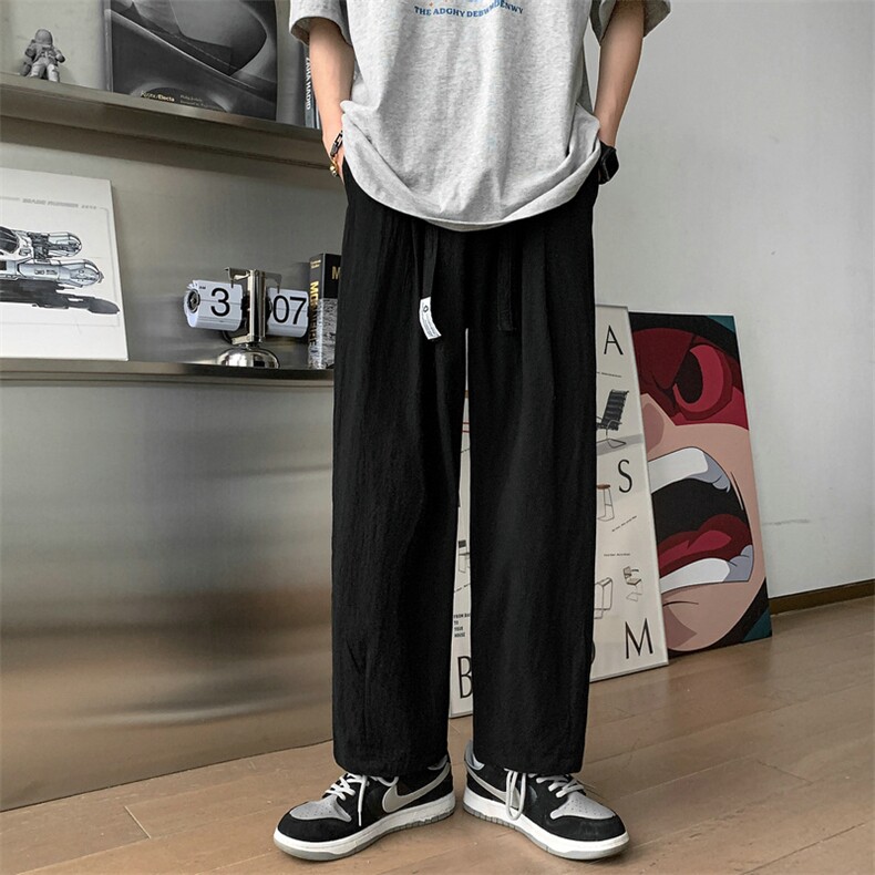 K503-P452025新款亚麻棉麻九分裤男士大码休闲裤港风直筒裤子,男装休闲裤,电商B280-1（原A049）