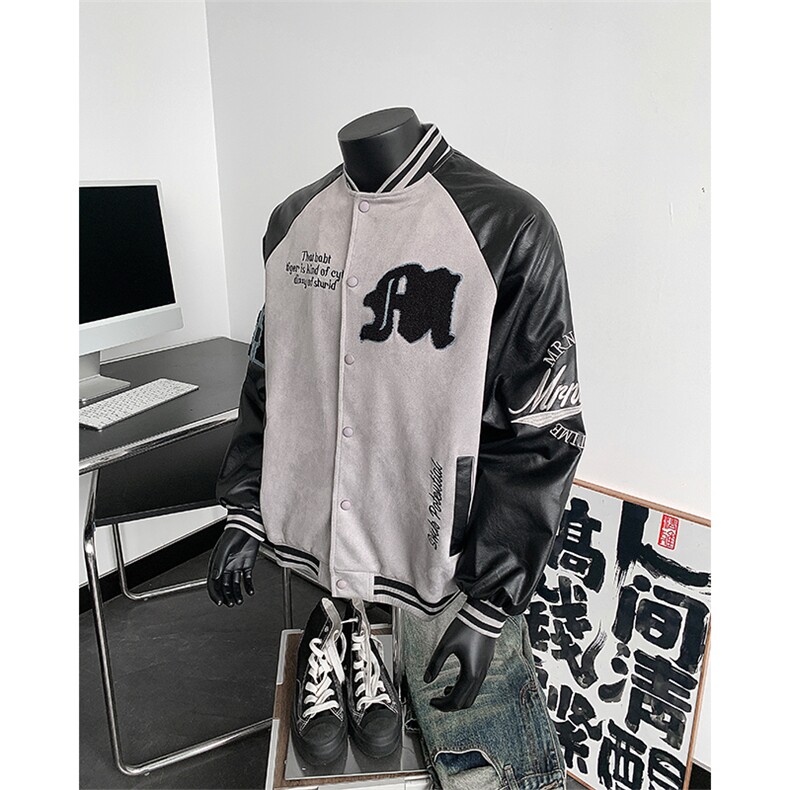 撞色拼接夹克男秋冬美式宽松休闲棒球服外套XZ514-2-24233-P128,男装夹克,星座514-2(原B239)