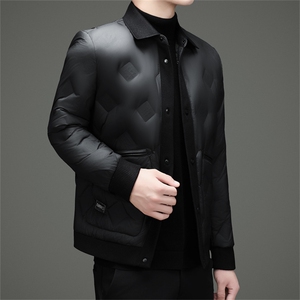 2025冬季新款男士翻领羽绒服50绒子白鸭绒时尚商务休闲羽绒服外套图片