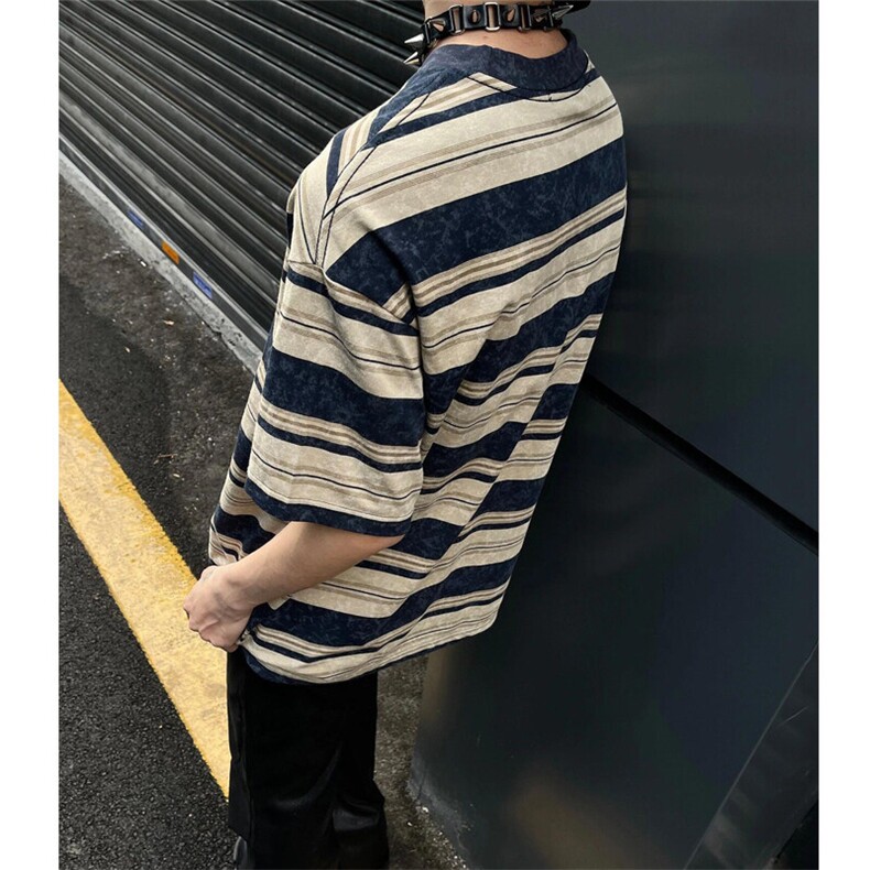 纯棉240克美式宽松版条纹短袖T恤男A426-1-CT05-P30,男装T恤,电商A426-1(原A430-1)