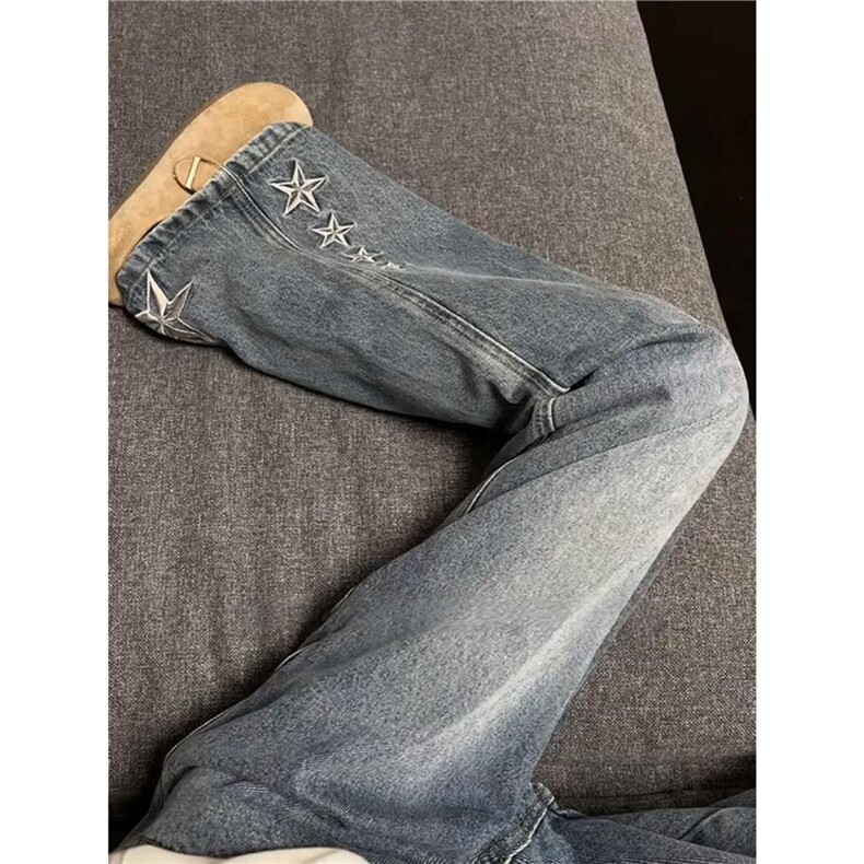 原版质量黑色蓝色半松紧微喇牛仔裤，男装牛仔裤，星座506A